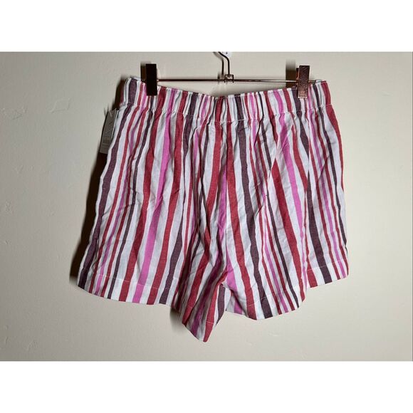 Auden Pink and White Stripe Cotton Sleep Shorts With Pockets Size Small - Picture 4 of 6